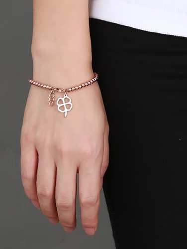 Exquisite Rose Gold Plated Clover Shaped Titanium Bracelet