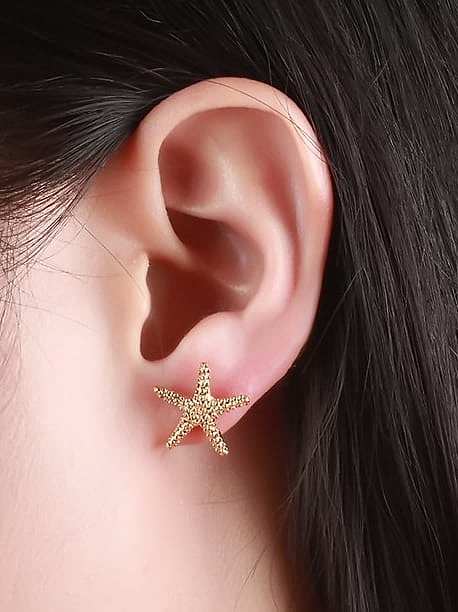 Exquisite Gold Plated Star Shaped Rhinestones Stud Earrings