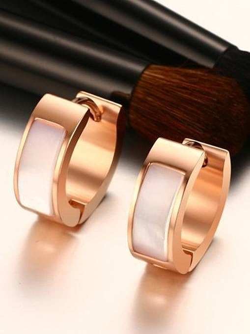 Fashionable Rose Gold Plated Shell Titanium Clip Earrings