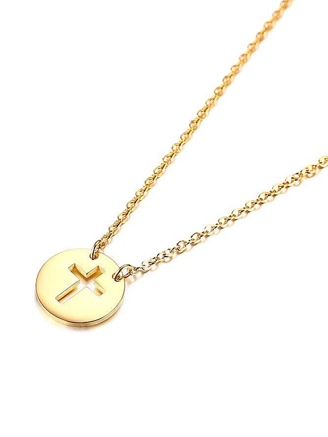 Collar religioso minimalista con cruz hueca de acero inoxidable