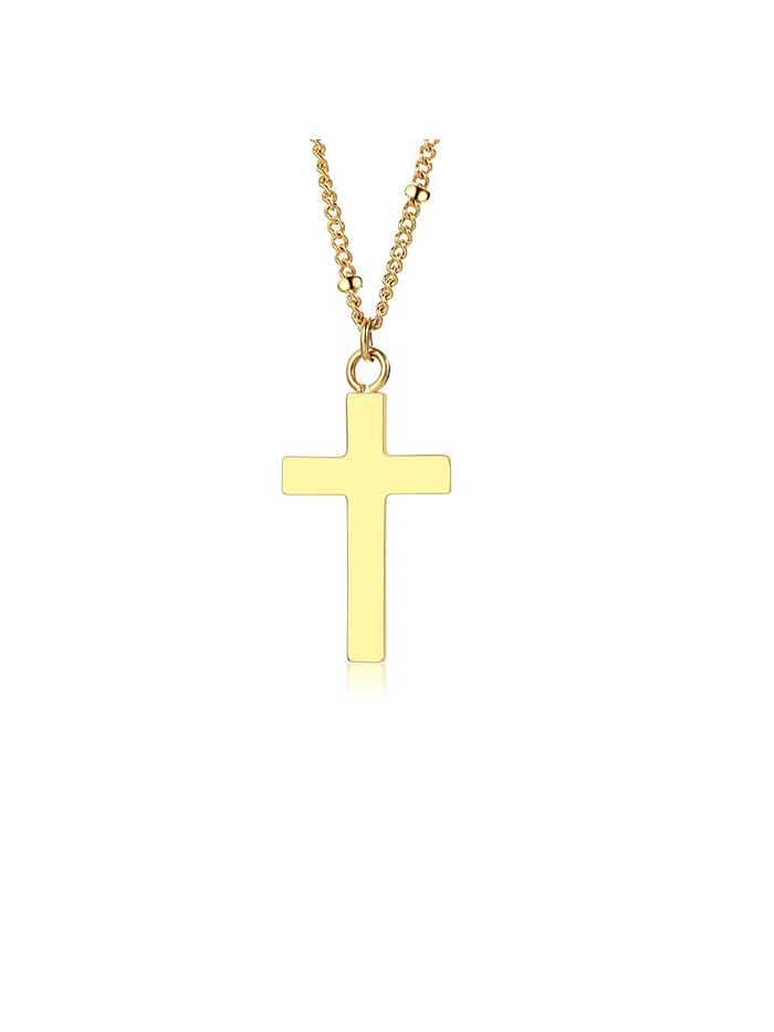 Stainless Steel With Gold Plated Simplistic Smooth Cross Necklaces