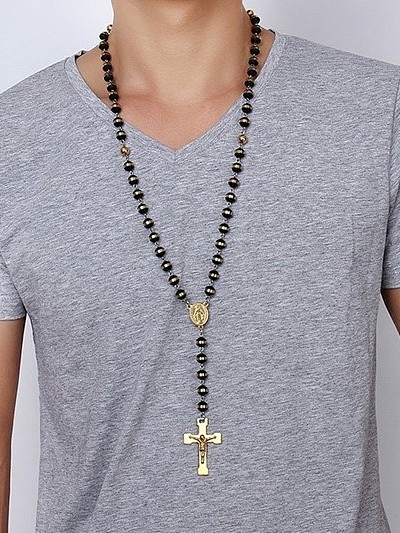 Religion Style Gold Plated Silicone Cross Shaped Sweater Chain