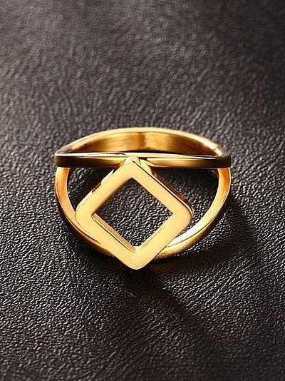 Trendy Gold Plated Geometric Shaped Titanium Ring