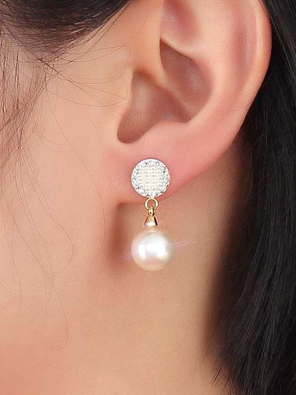 Boucles d'oreilles pendantes élégantes en forme de perle artificielle en titane
