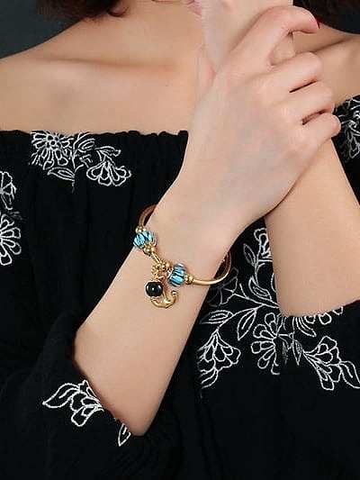 Exquisite Gold Plated Cross Shaped Titanium Bracelet