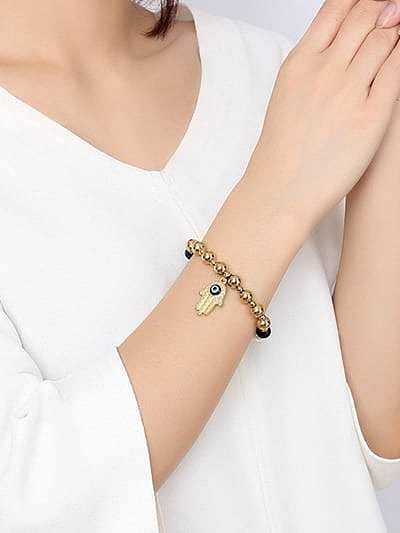 All-match Palm Shaped Artificial Pearl Titanium Bracelet