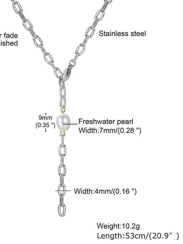 Collier à pompon minimaliste en acier au titane avec perle d'imitation