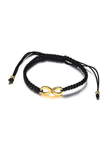 Adjustable Gold Plated Figure Eight Shaped Artificial Leather Bracelet