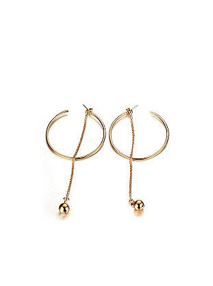 Personality Round Shaped Gold Plated Titanium Drop Earrings