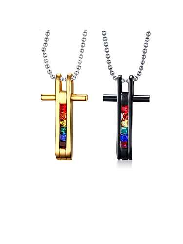 Titan Stahl Zirkonia Kreuz Vintage religiöse Halskette