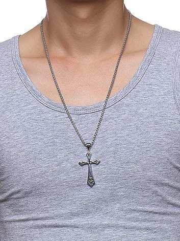 Minimalistische religiöse Halskette mit Kreuz aus Titanstahl