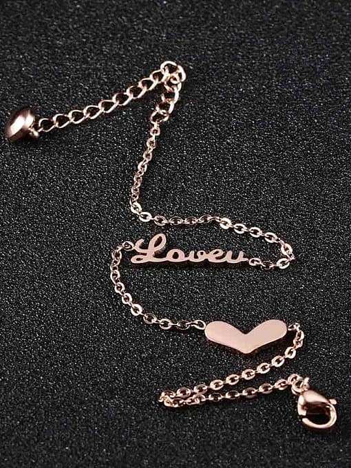 Bracelet Ajustable en Titane Plaqué Or Rose en Forme de Coeur