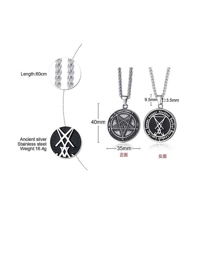Titanium Round Vintage Positive and negative pendant Necklaces