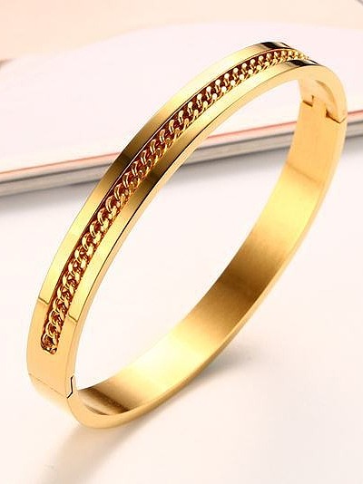 Bracelet en titane de forme géométrique plaqué or pour femme
