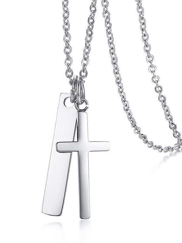 Titanium Steel Smooth Cross Vintage Regligious Necklace