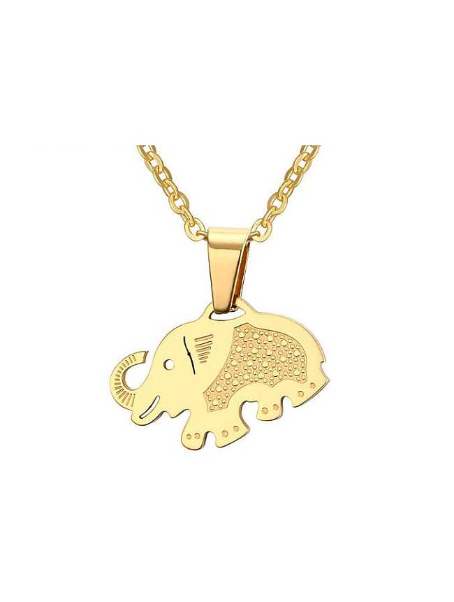Joli pendentif en titane en forme d'éléphant plaqué or