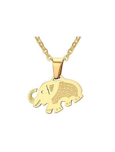 قلادة تيتانيوم جميلة مطلية بالذهب على شكل فيل