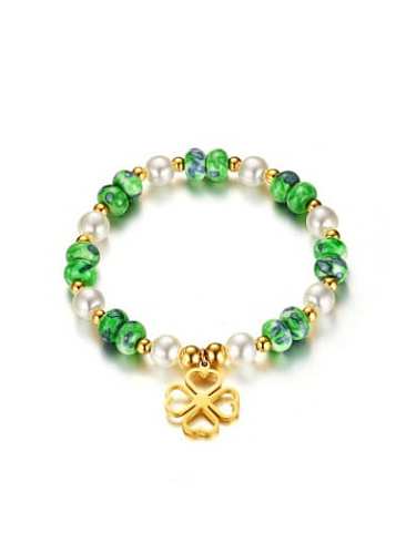 Exquisite Gold Plated Clover Shaped Stone Bracelet