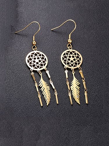 Stainless Steel With Dream Catcher Tassel Earrings