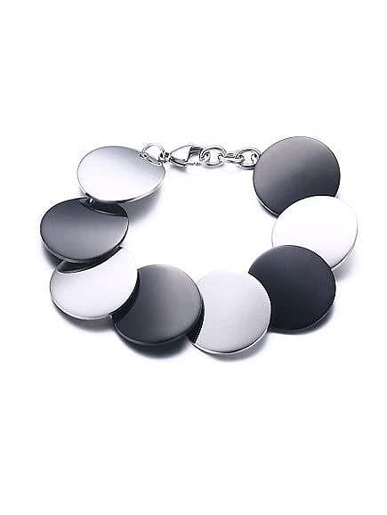 Exquisite Black Gun Plated Round Shaped Titanium Bracelet