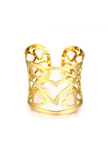 Brazalete de titanio chapado en oro con forma de corazón hueco que combina con todo