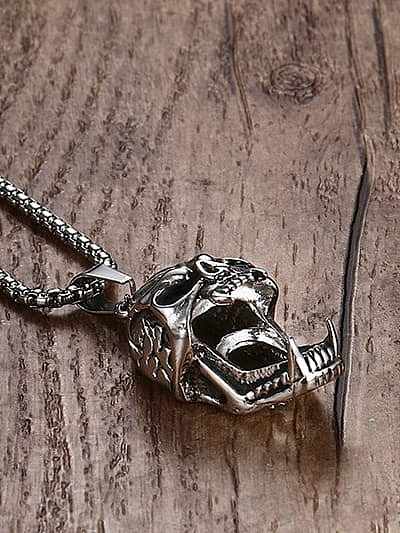 Collar de hip hop de calavera de acero inoxidable