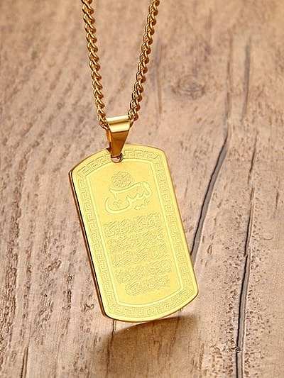 Delicate Gold Plated Square Shaped Titanium Pendant