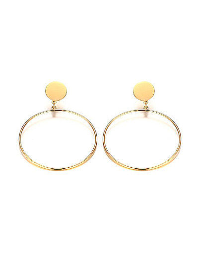 Fashionable Gold Plated Round Shaped Big Drop Earrings