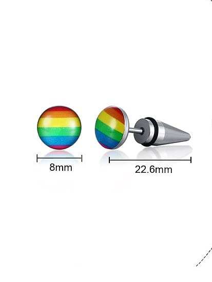 Titanium Steel Multi Color Enamel Round Minimalist Stud Earring