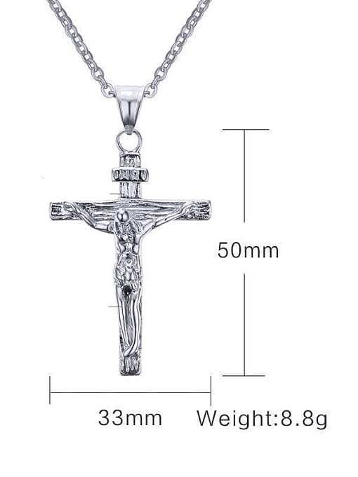 Collier Religieux Vintage Croix Strass Acier Inoxydable