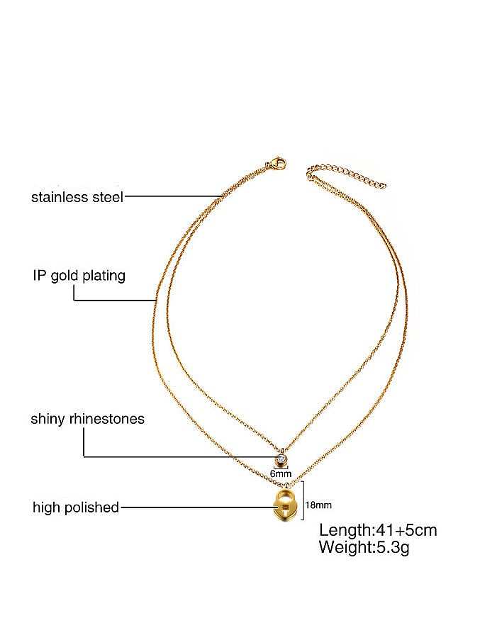 Elegante medallón en forma de collar de titanio con diamantes de imitación chapado en oro