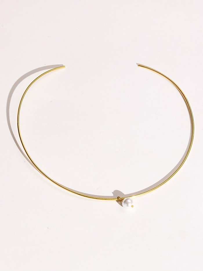 Collar minimalista irregular de perlas de imitación de acero inoxidable