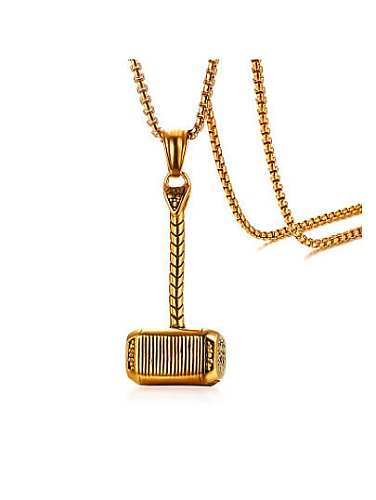 Personality Hammer Shaped Gold Plated Titanium Pendant
