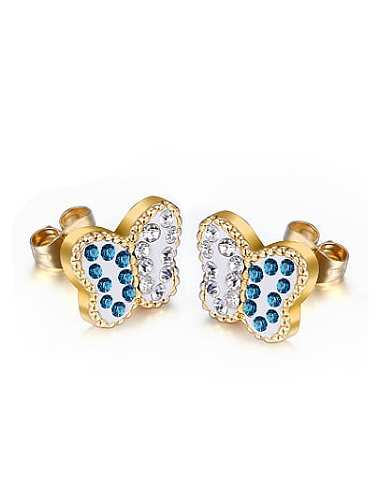 All-match Double Colorful Butterfly Shaped Rhinestones Stud Earrings