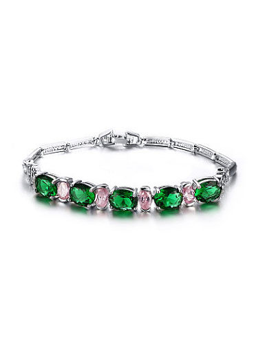 All-match Colorful Oval Shaped AAA Zircon Copper Bracelet