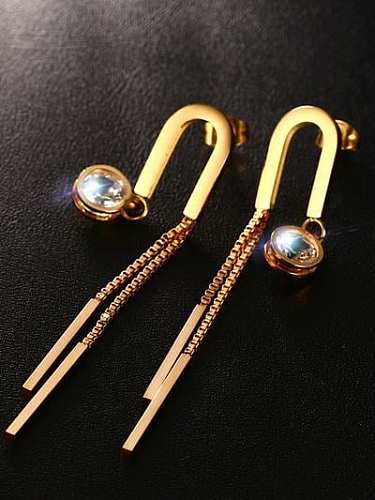 Fashionable Gold Plated Zircon Tassel Two Pieces Jewelry Set