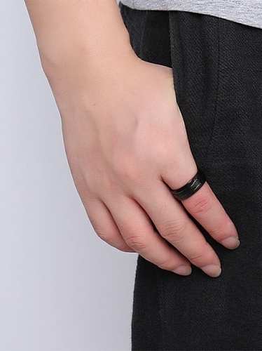 Personality Black Gun Plated High Polished Titanium Ring