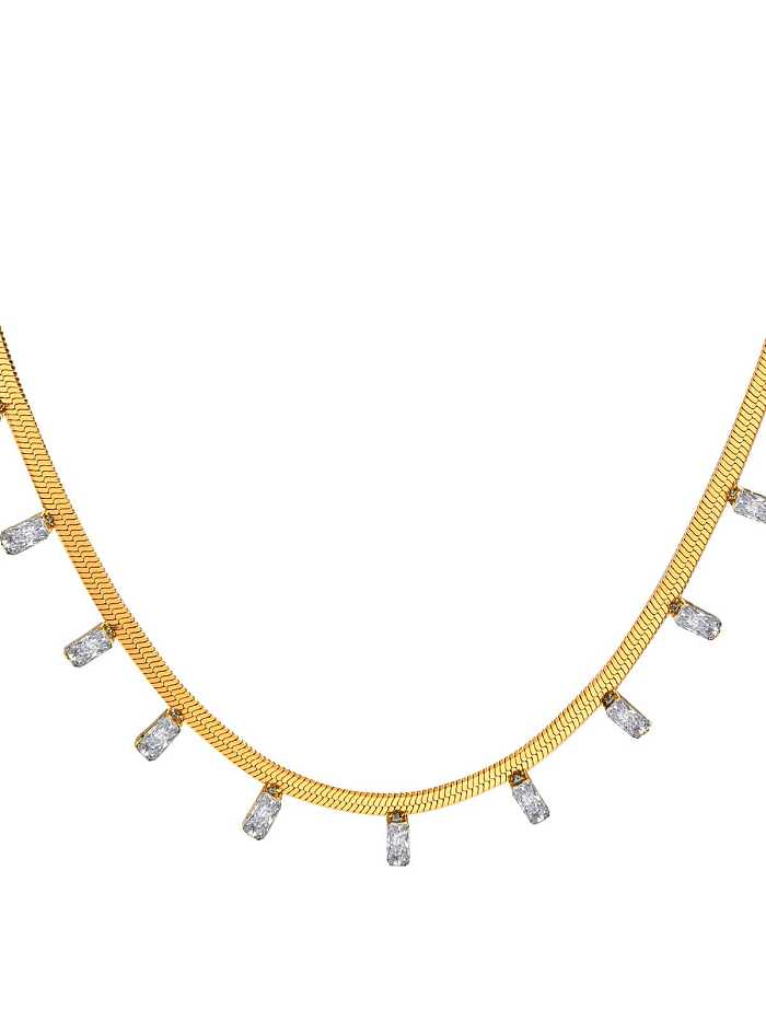 Geometrische minimalistische Halskette aus Edelstahl mit Zirkonia