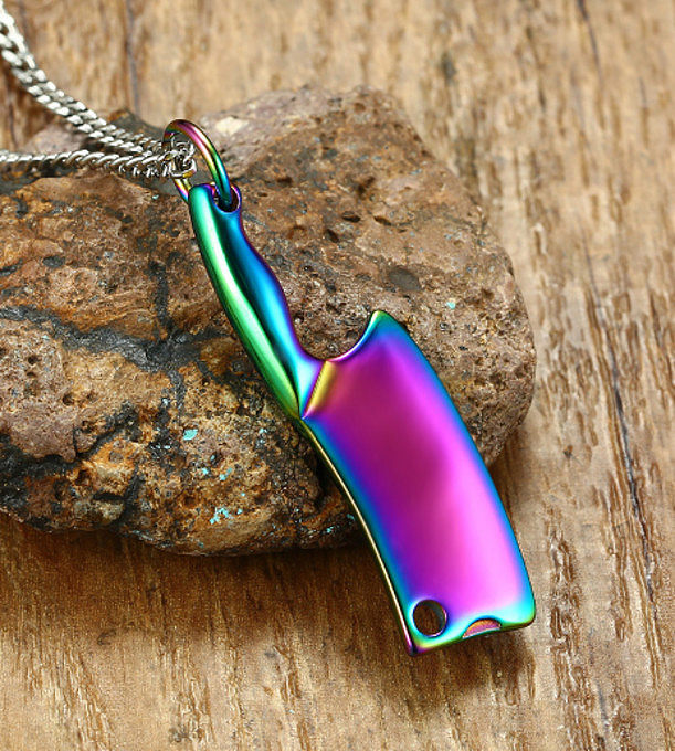 Personality Slice Shaped Gold Plated Titanium Pendant