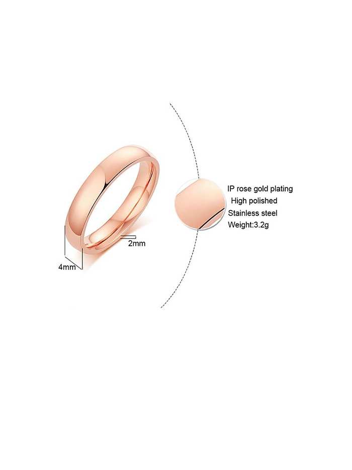 Stainless Steel With Rose Gold Plated Simplistic Round Band Rings