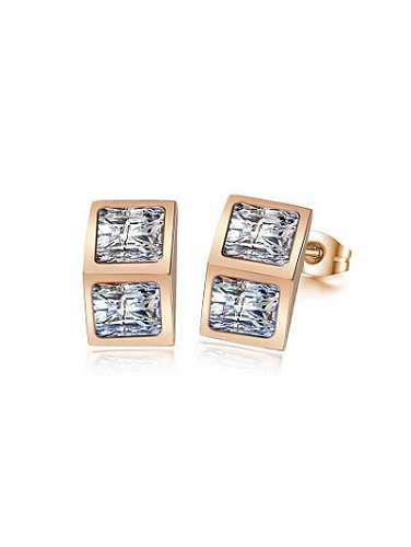All-match Rose Gold Plated Zircon Stud Earrings