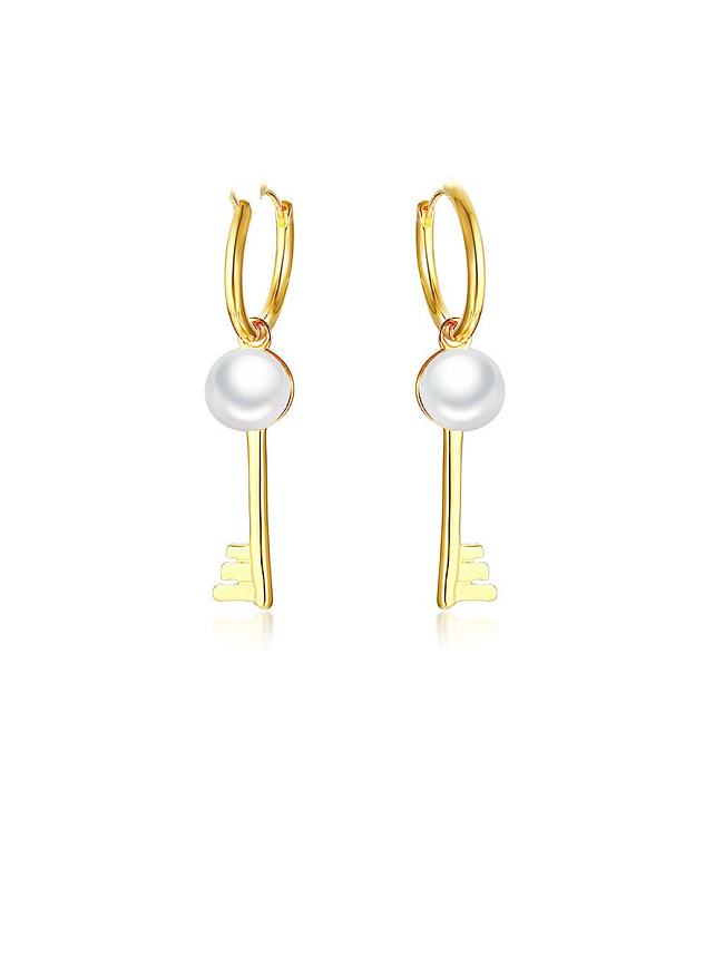 Stainless Steel With Gold Plated Simplistic Key Clip On Earrings