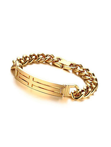 Bracelet en titane géométrique poli de luxe plaqué or