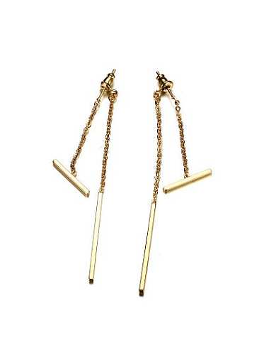 All-match Stick Design Gold Plated Titanium Drop Earrings