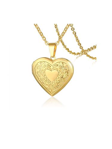 Edelstahl mit vergoldeten schlichten Muster-Herz-Halsketten