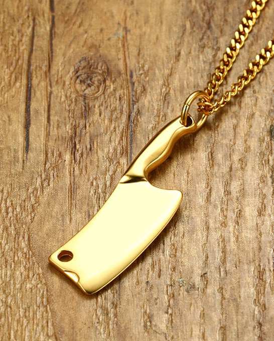 Personality Slice Shaped Gold Plated Titanium Pendant