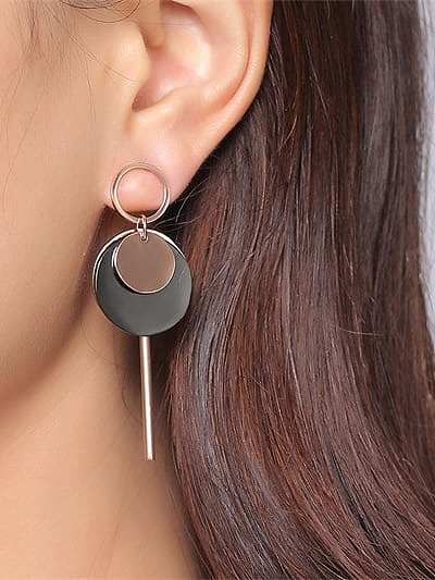 Elegant Double Color Design Geometric Shaped Titanium Drop Earrings