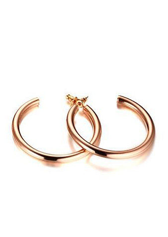 Temperament Gold Plated Round Shaped Titanium Clip Earrings
