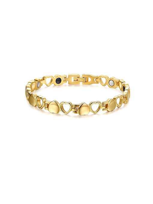 Stainless Steel With Gun Plated Simplistic Hollow Heart Bracelets