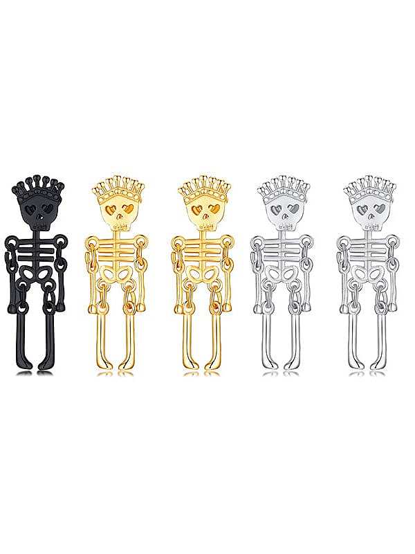 Titanium Steel Hollow Skull Hip Hop Stud Earring